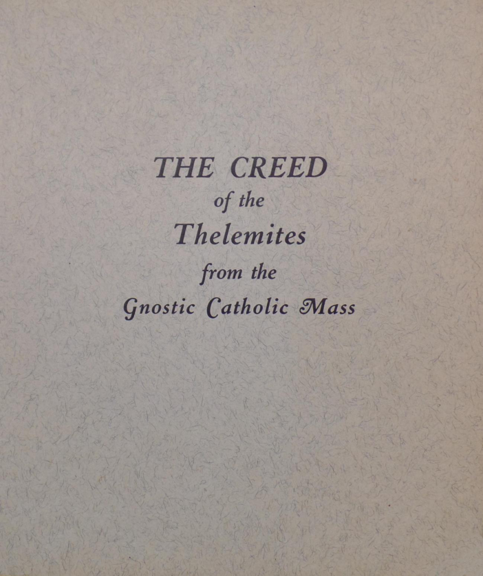 Original scan of The Creed of the Thelemites, PDF page 1