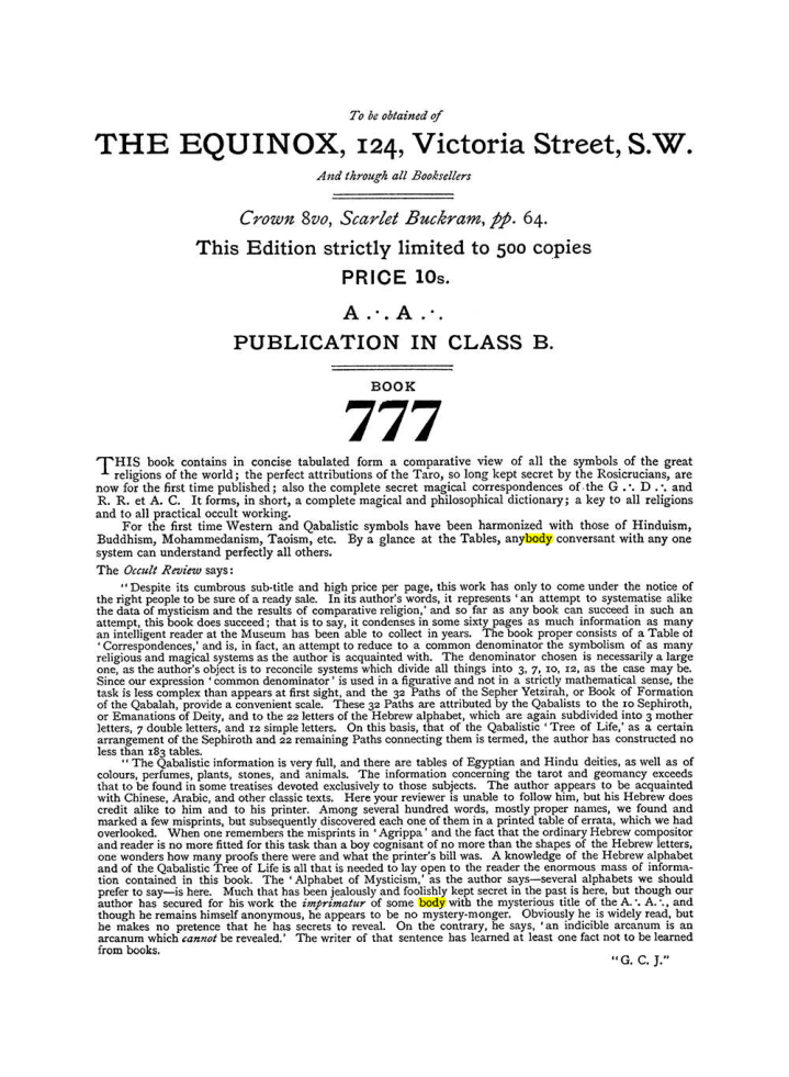 Original scan of The Equinox (Volume I, Number IV), PDF page 492