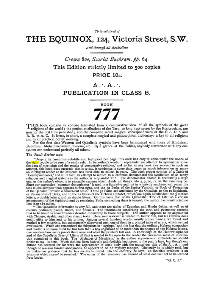 Original scan of The Equinox (Volume I, Number IV), PDF page 492