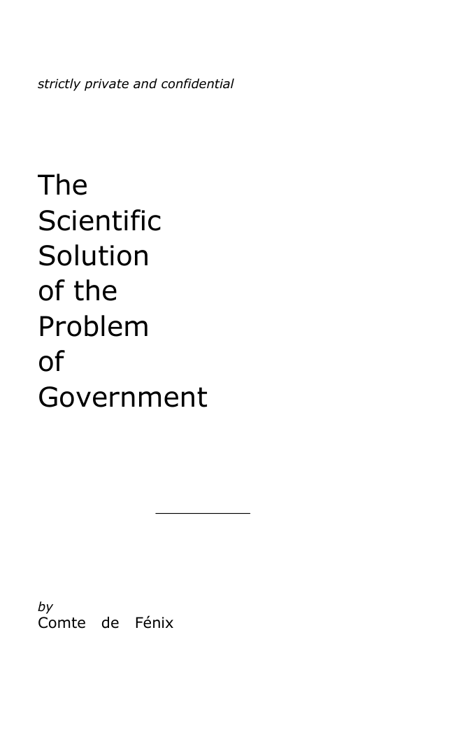 Original scan of Scientific Solution of the Problem of Government, PDF page 1