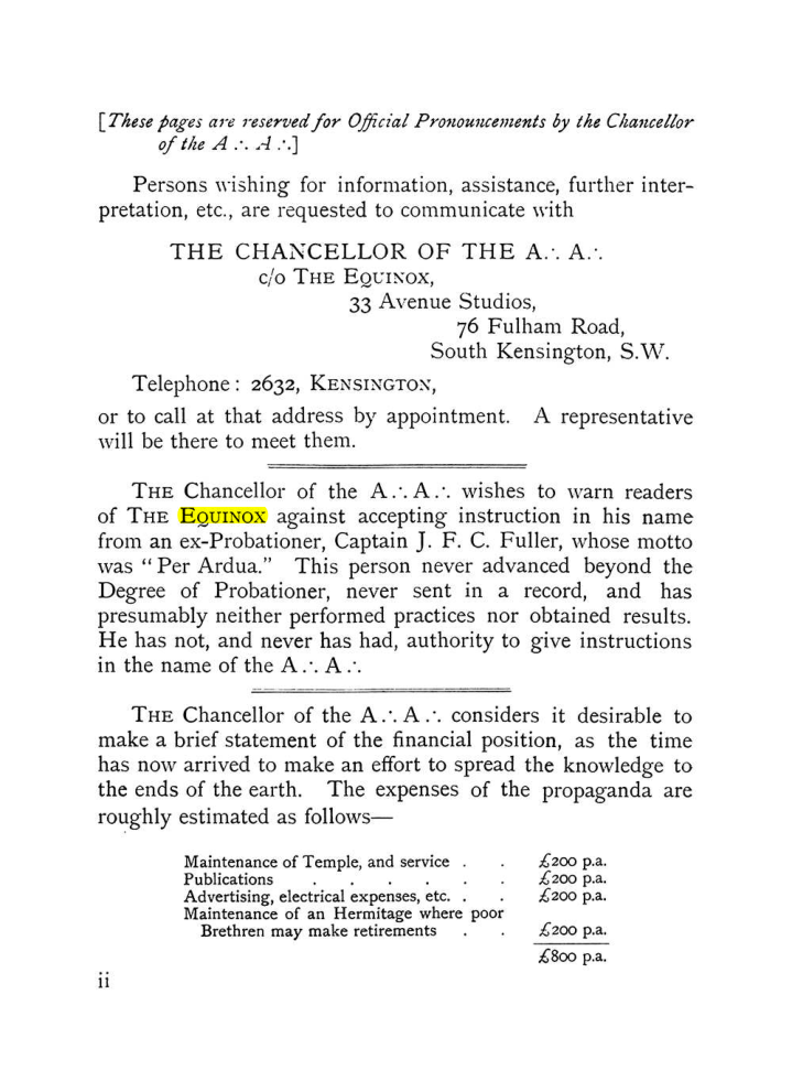 Original scan of The Equinox (Volume I, Number IX), PDF page 2