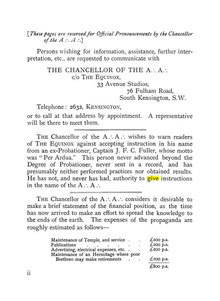Original scan of The Equinox (Volume I, Number IX), PDF page 2
