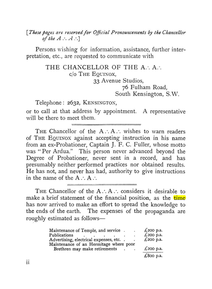 Original scan of The Equinox (Volume I, Number IX), PDF page 2