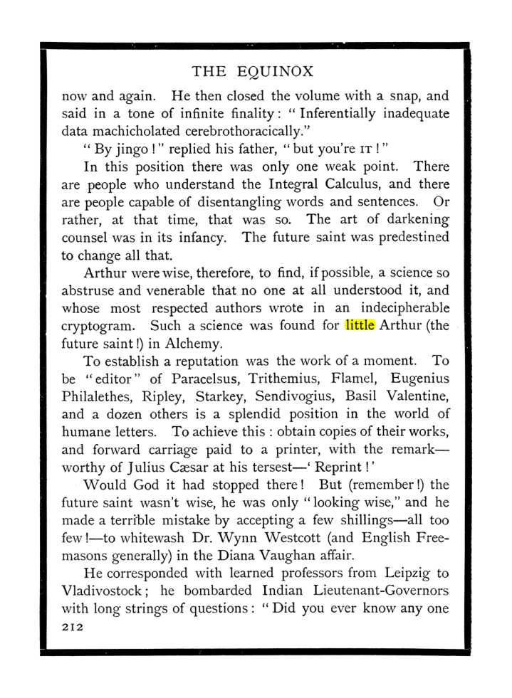 Original scan of The Equinox (Volume I, Number IX), PDF page 250