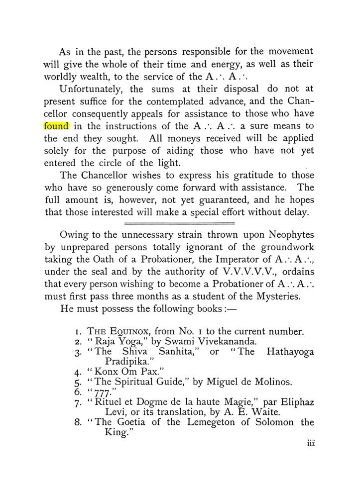 Original scan of The Equinox (Volume I, Number IX), PDF page 3