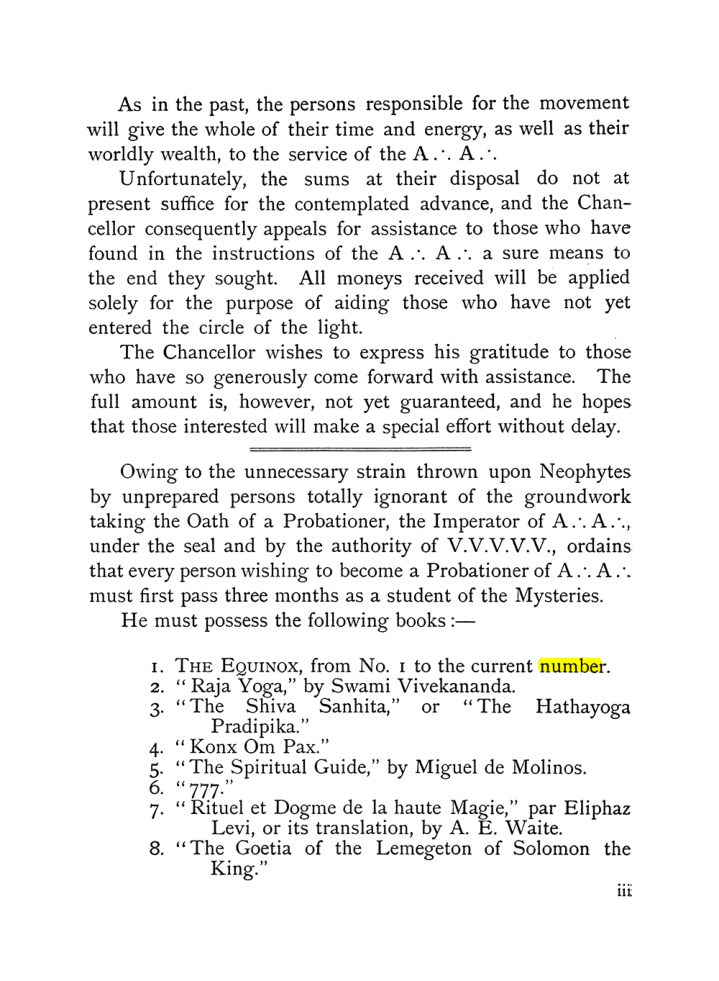 Original scan of The Equinox (Volume I, Number IX), PDF page 3