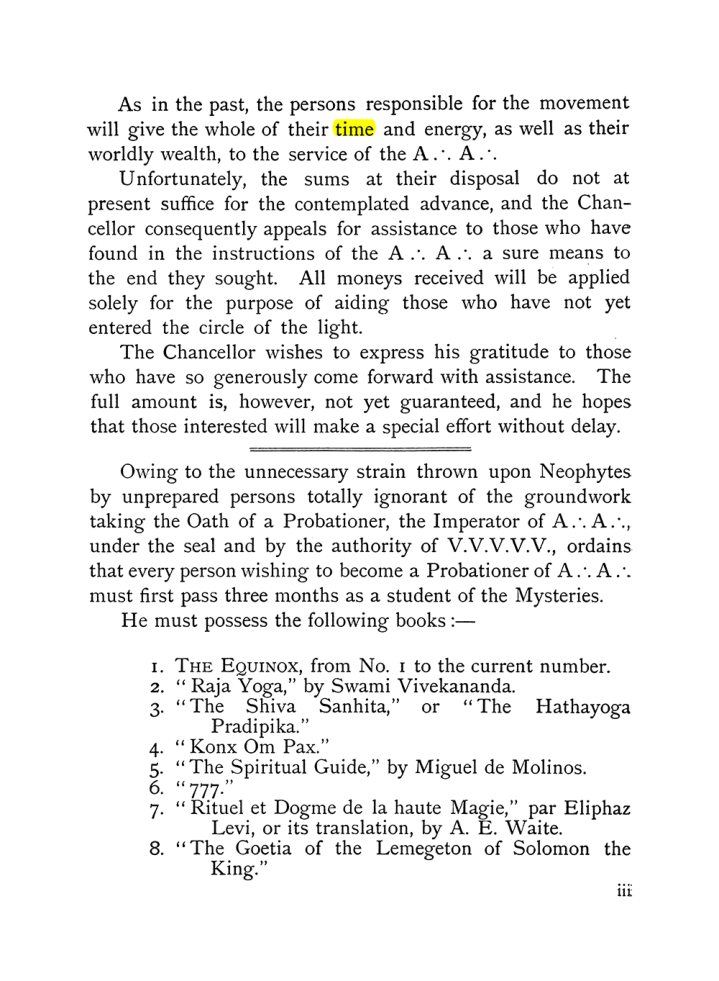 Original scan of The Equinox (Volume I, Number IX), PDF page 3