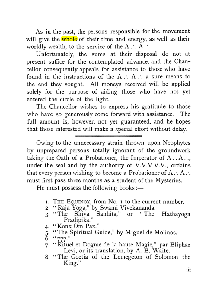 Original scan of The Equinox (Volume I, Number IX), PDF page 3