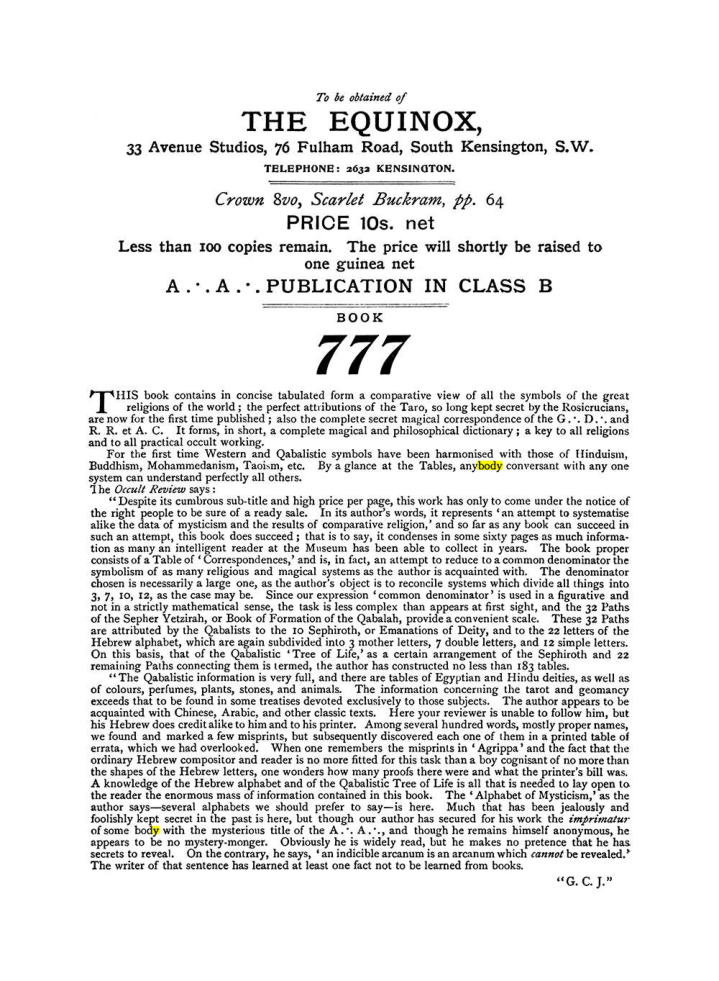Original scan of The Equinox (Volume I, Number IX), PDF page 604