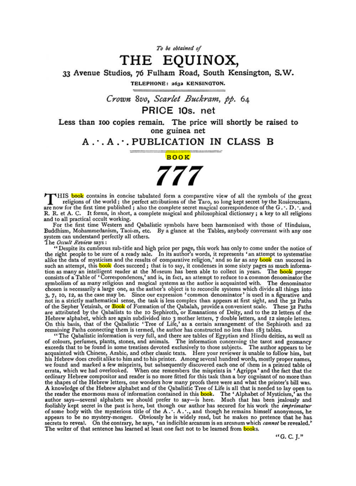 Original scan of The Equinox (Volume I, Number IX), PDF page 604