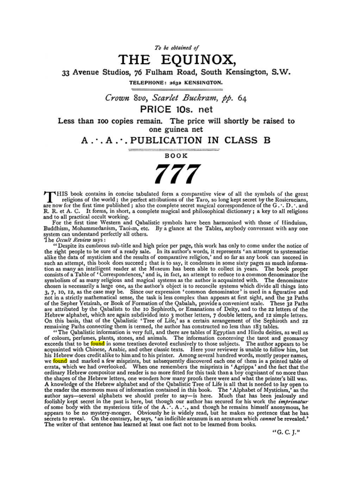 Original scan of The Equinox (Volume I, Number IX), PDF page 604