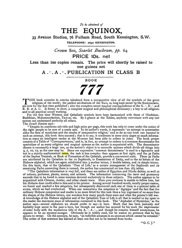 Original scan of The Equinox (Volume I, Number IX), PDF page 604
