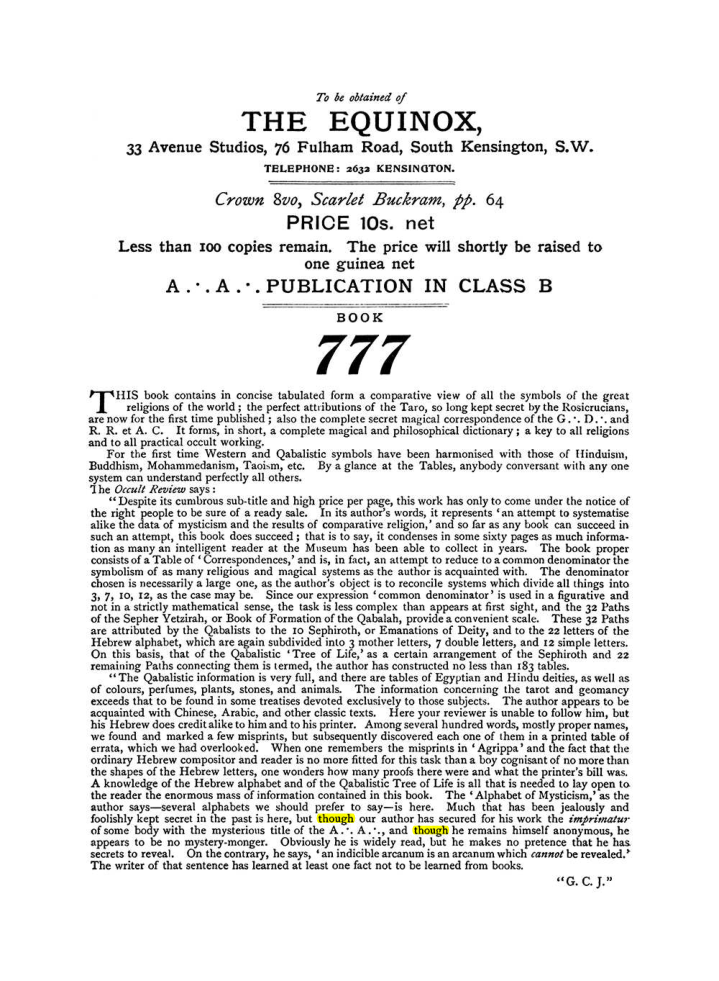 Original scan of The Equinox (Volume I, Number IX), PDF page 604