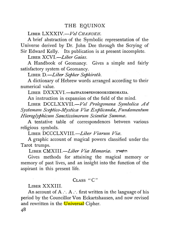 Original scan of The Equinox (Volume I, Number IX), PDF page 88
