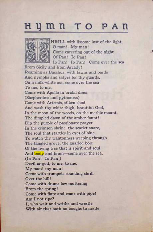 Original scan of Hymn to Pan, PDF page 2
