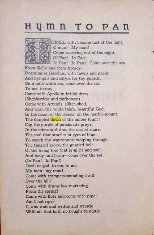 Original scan of Hymn to Pan, PDF page 2