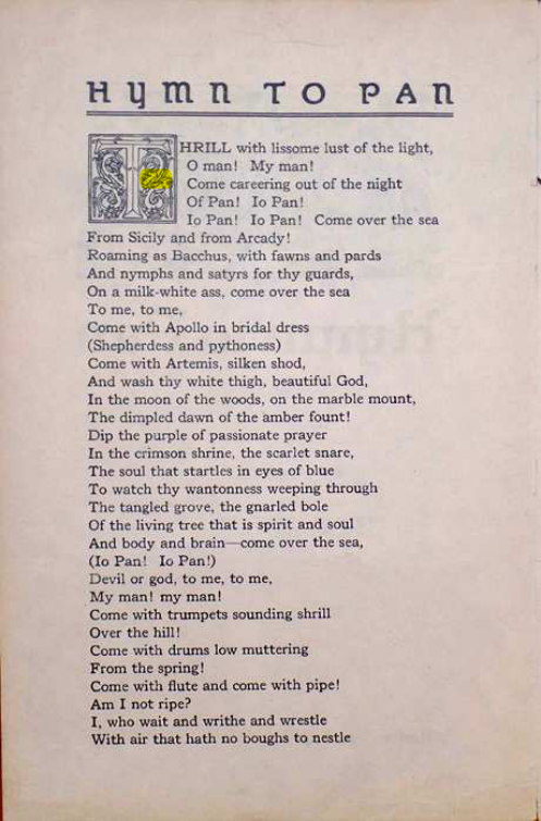 Original scan of Hymn to Pan, PDF page 2
