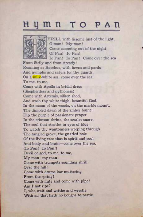 Original scan of Hymn to Pan, PDF page 2