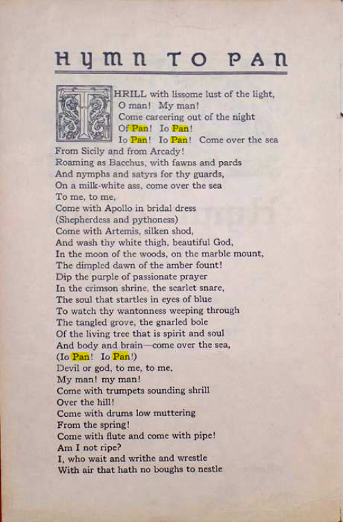 Original scan of Hymn to Pan, PDF page 2