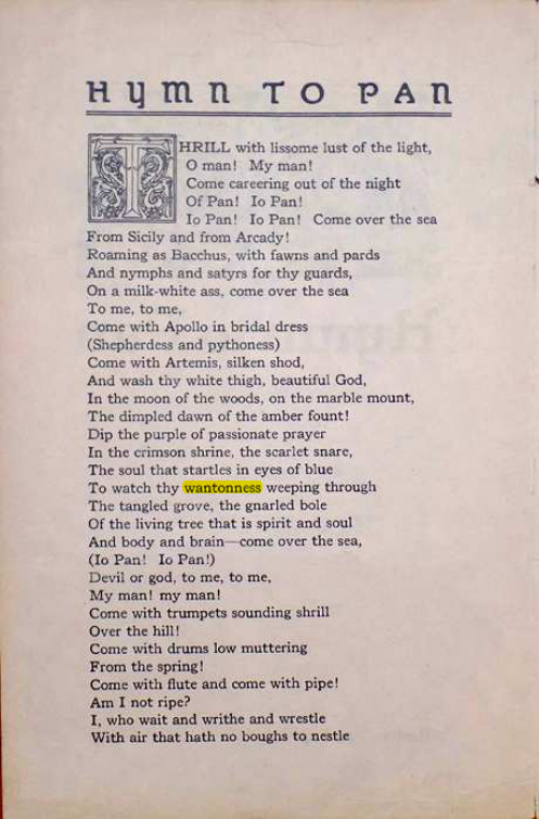 Original scan of Hymn to Pan, PDF page 2