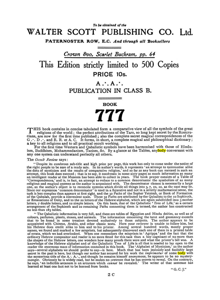 Original scan of The Equinox (Volume I, Number II), PDF page 410