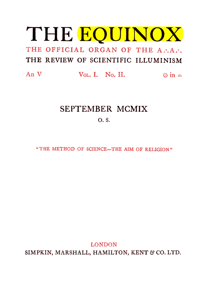 Original scan of The Equinox (Volume I, Number II), PDF page 5