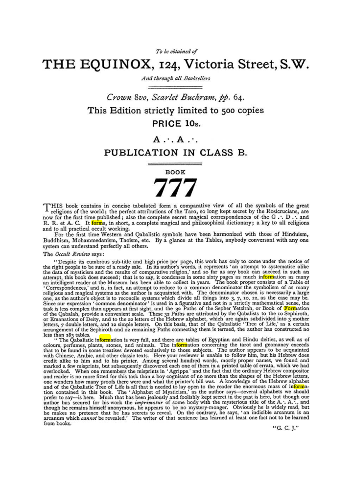 Original scan of The Equinox (Volume I, Number III), PDF page 492