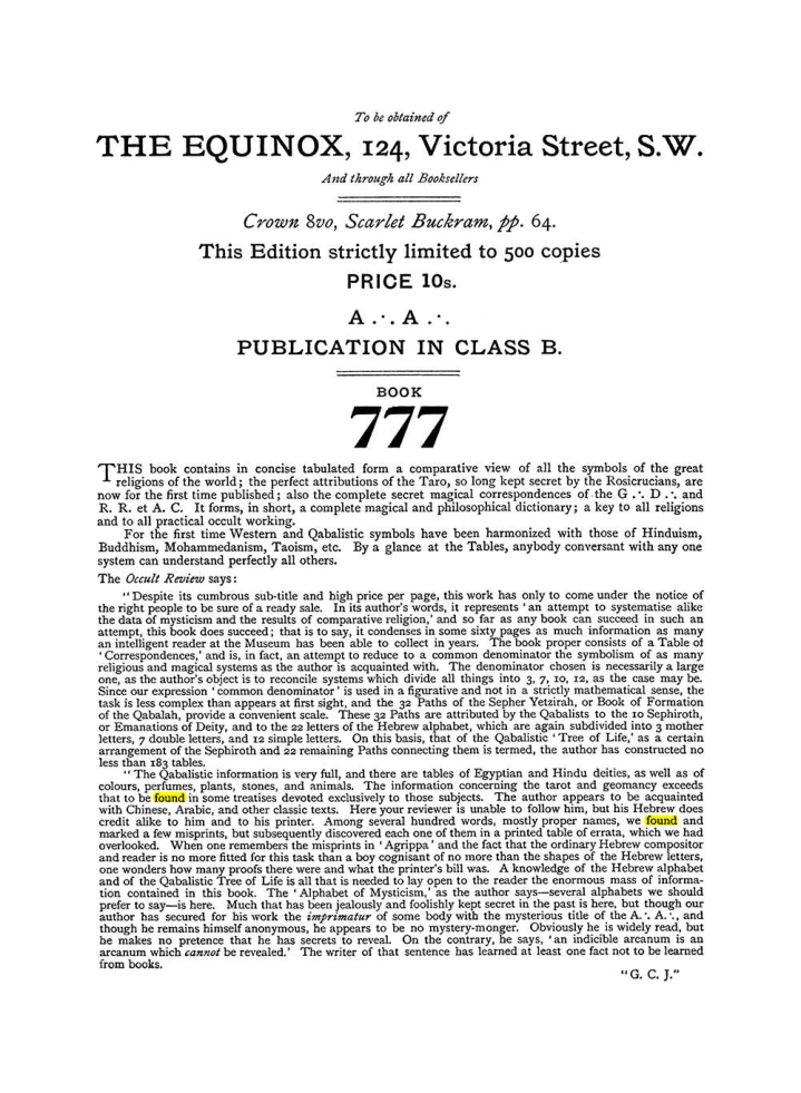 Original scan of The Equinox (Volume I, Number III), PDF page 492