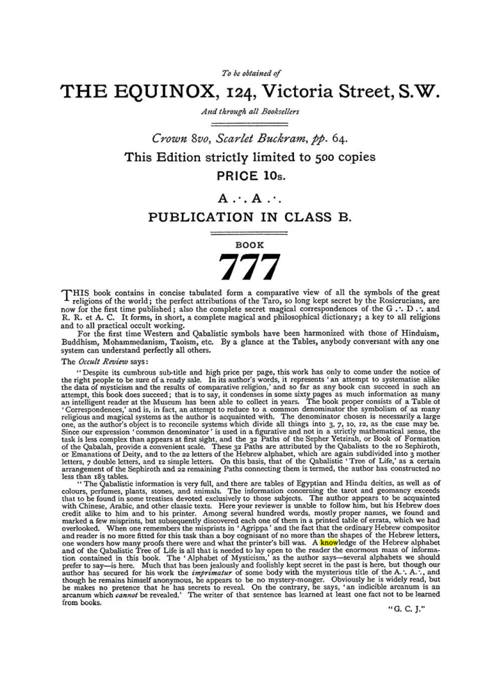 Original scan of The Equinox (Volume I, Number III), PDF page 492