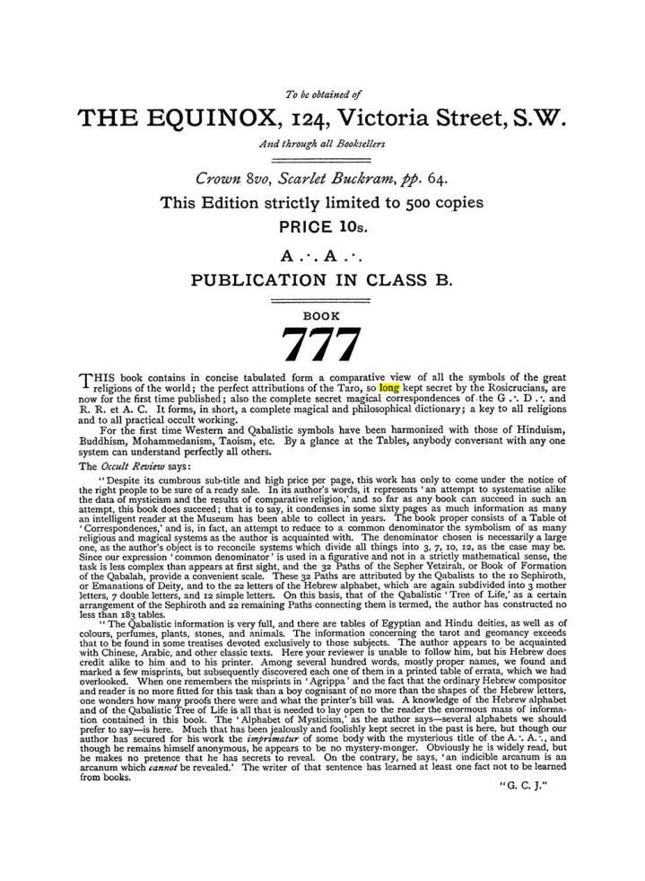 Original scan of The Equinox (Volume I, Number III), PDF page 492