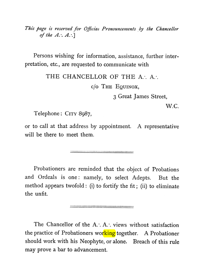 Original scan of The Equinox (Volume I, Number V), PDF page 2