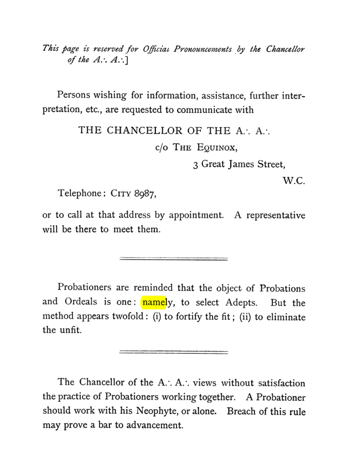Original scan of The Equinox (Volume I, Number V), PDF page 2