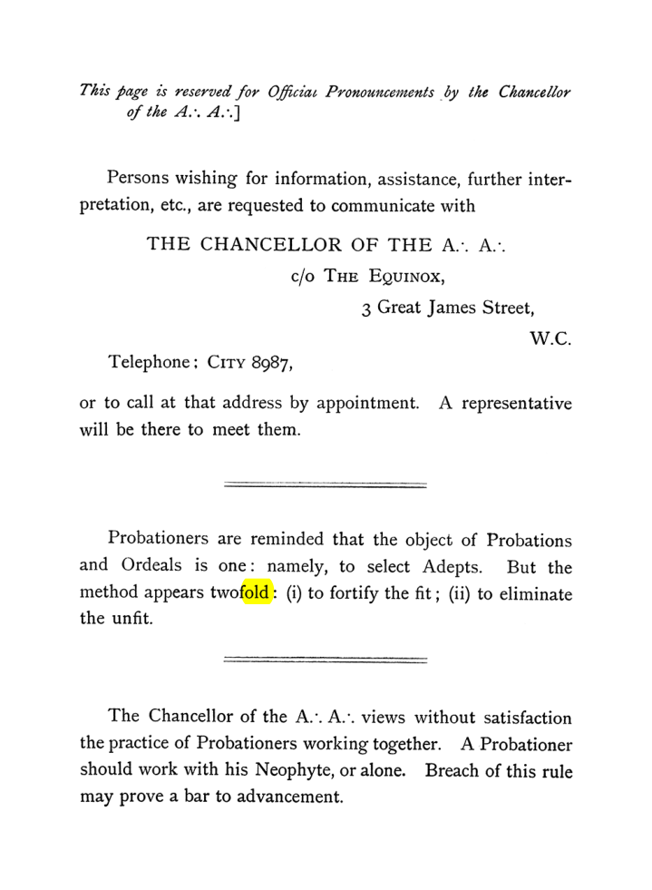 Original scan of The Equinox (Volume I, Number V), PDF page 2