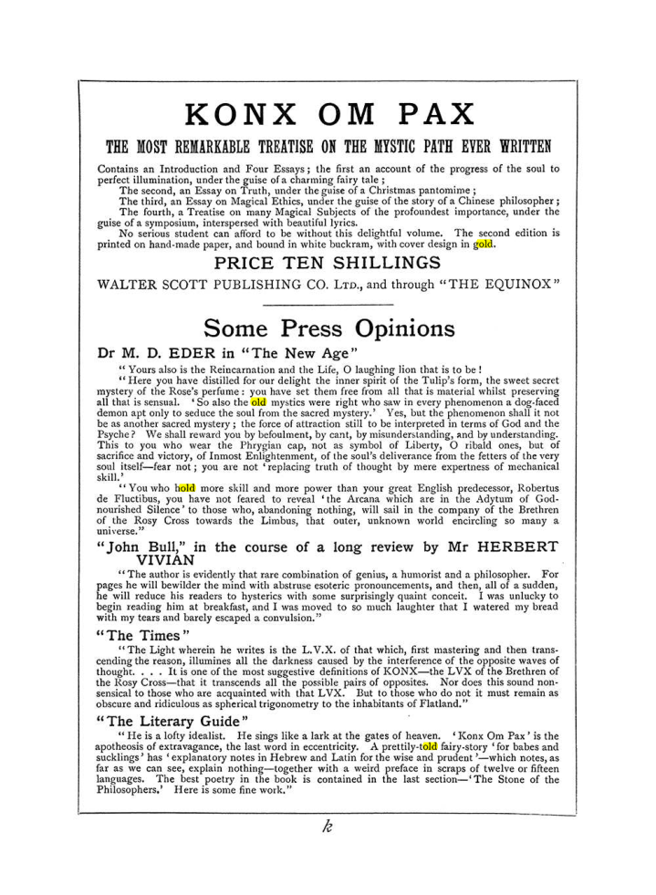 Original scan of The Equinox (Volume I, Number V), PDF page 307