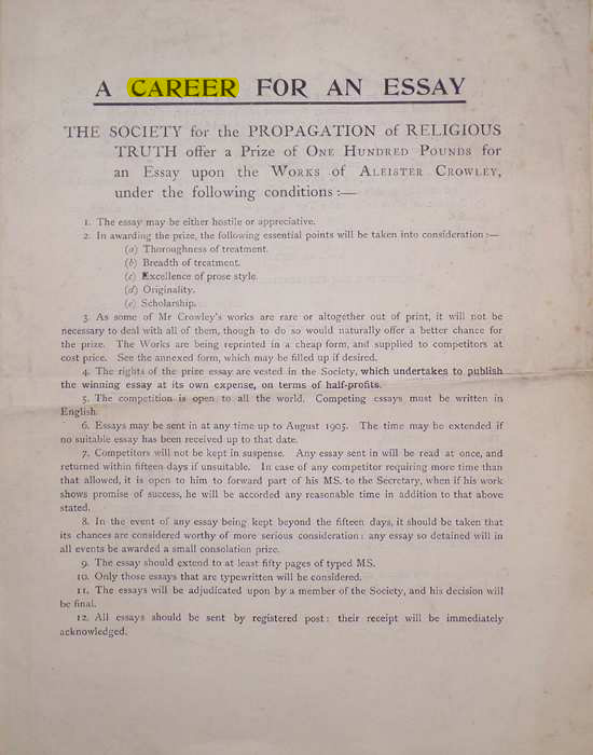 Original scan of A Career for an Essay, PDF page 1