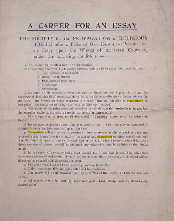 Original scan of A Career for an Essay, PDF page 1