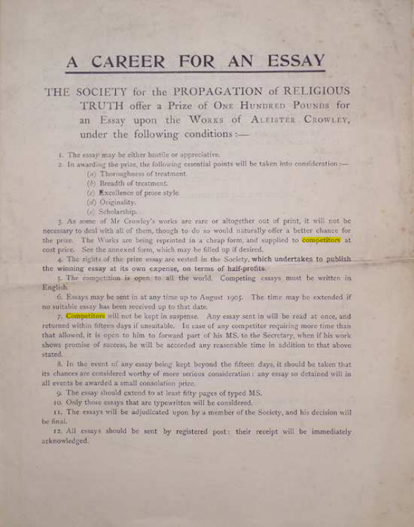 Original scan of A Career for an Essay, PDF page 1