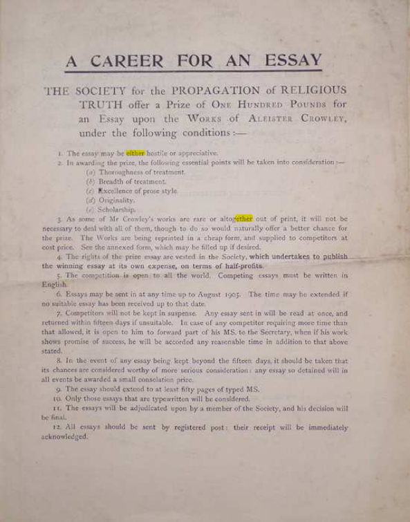 Original scan of A Career for an Essay, PDF page 1