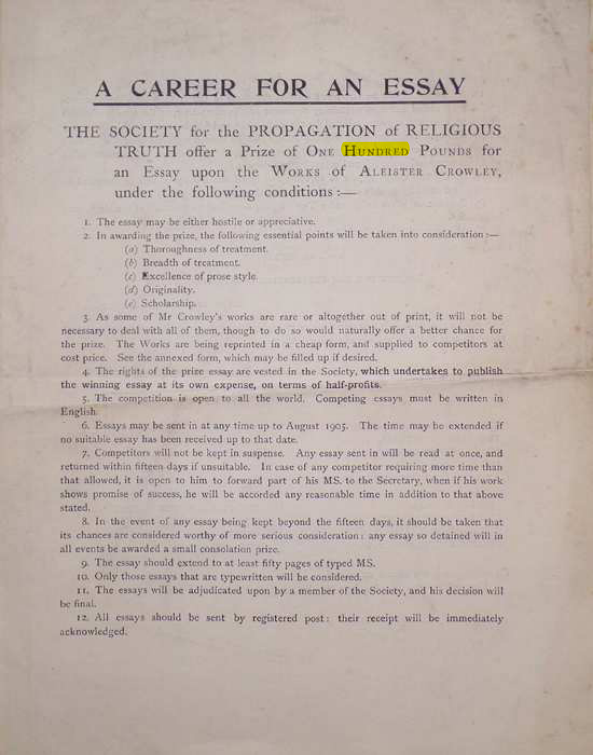Original scan of A Career for an Essay, PDF page 1
