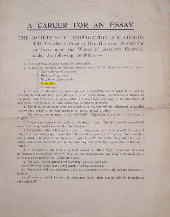 Original scan of A Career for an Essay, PDF page 1