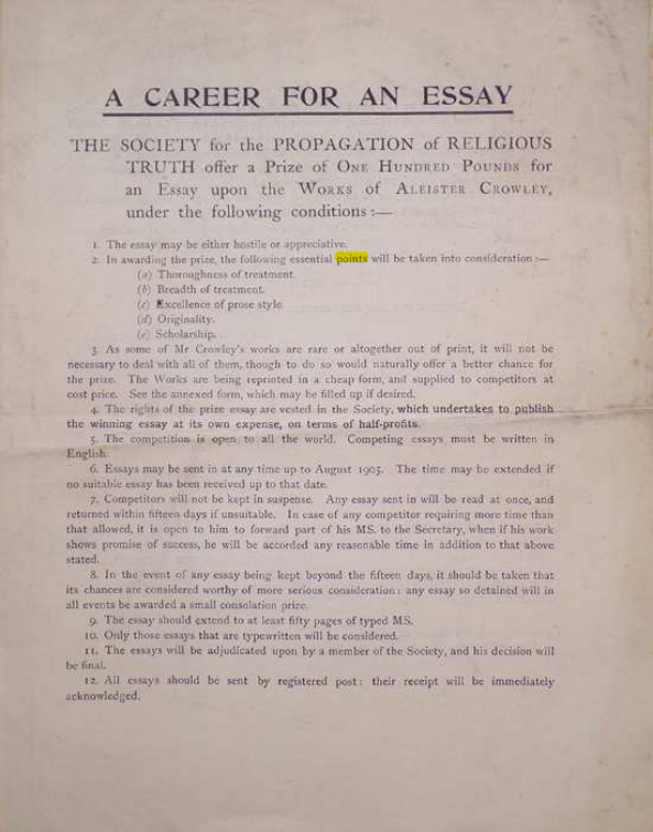 Original scan of A Career for an Essay, PDF page 1