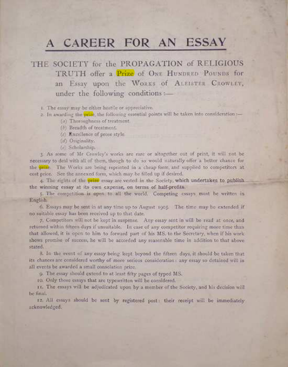 Original scan of A Career for an Essay, PDF page 1