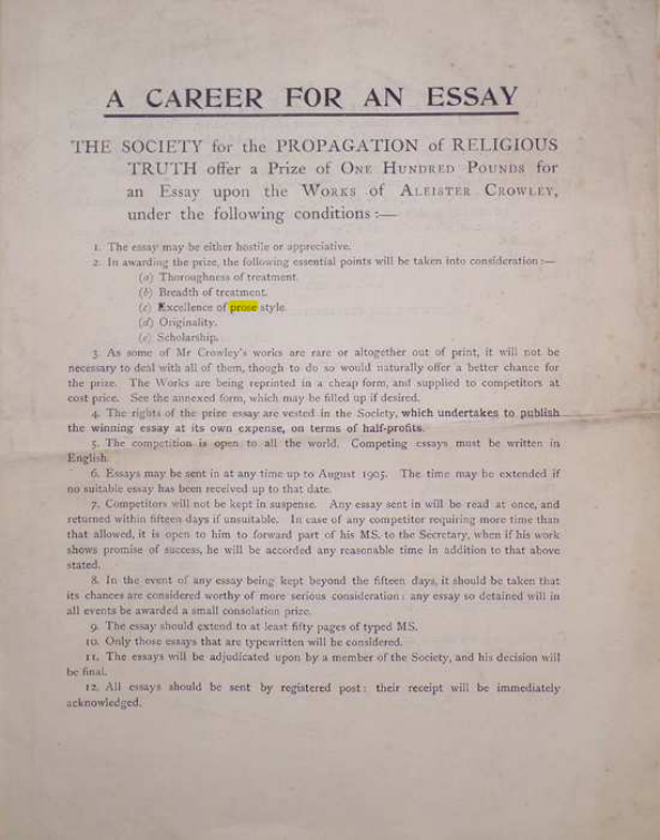 Original scan of A Career for an Essay, PDF page 1