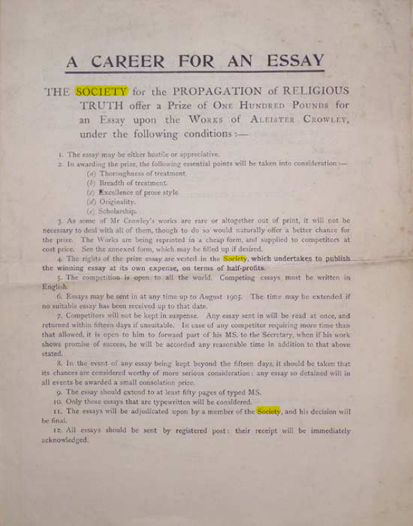 Original scan of A Career for an Essay, PDF page 1