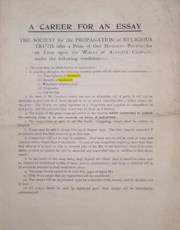 Original scan of A Career for an Essay, PDF page 1