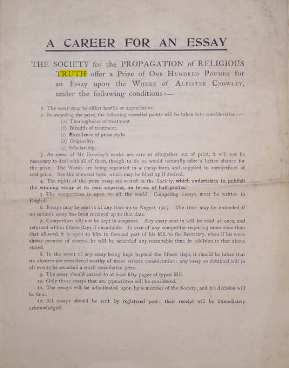 Original scan of A Career for an Essay, PDF page 1