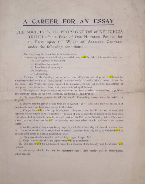 Original scan of A Career for an Essay, PDF page 1