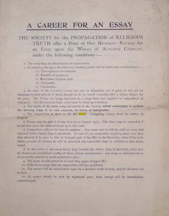 Original scan of A Career for an Essay, PDF page 1