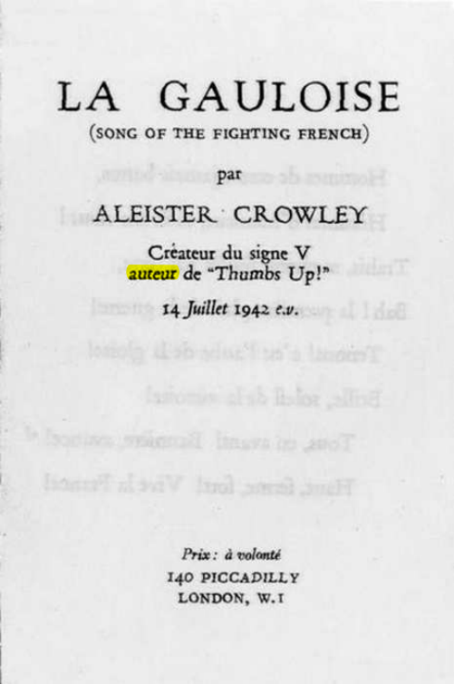 Original scan of La Gauloise. Song of the Fighting French, PDF page 1