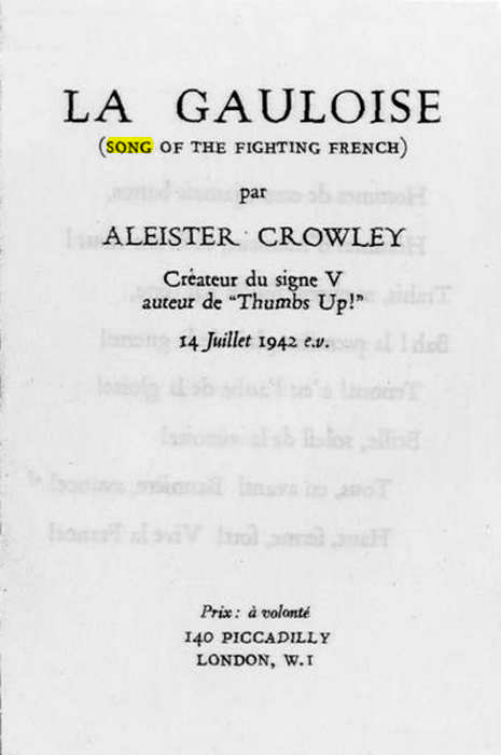 Original scan of La Gauloise. Song of the Fighting French, PDF page 1